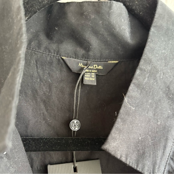 MASSIMO DUTTI 100% Cotton Poplin Shirt With Embroidered Detail In Schwarz - Picture 4 of 8